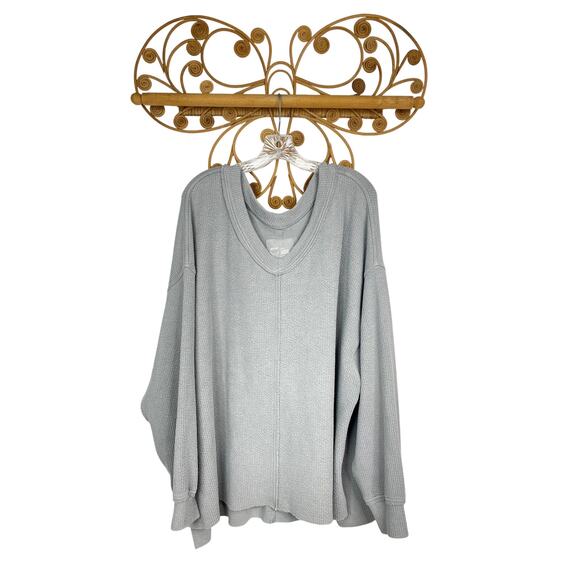 aerie Sweaters - Aerie V-Neck Oversized Pullover Sweater textured knit Gray XL